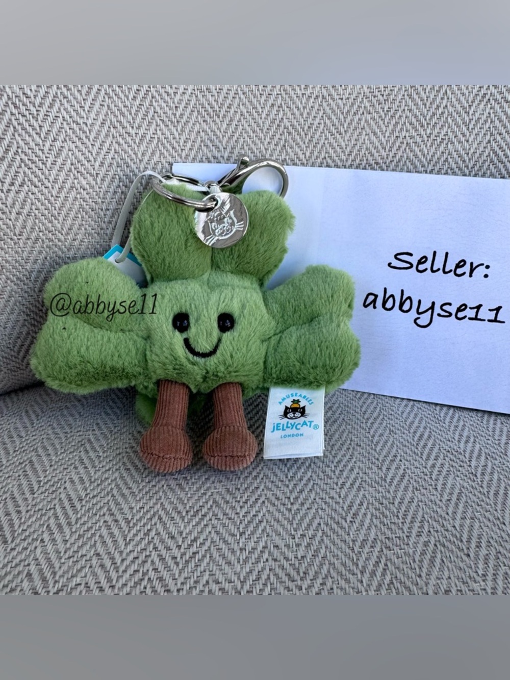 Jellycat Amuseables Siofra Shamrock Bag Charm - Authentic - BNWT - Fast Ship